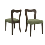Modern Upholstered Dining Chair Set of 2 - Open-Back Curved Backrest