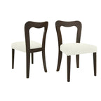 Modern Upholstered Dining Chair Set of 2 - Open-Back Curved Backrest