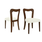 Modern Upholstered Dining Chair Set of 2 - Open-Back Curved Backrest