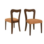 Modern Upholstered Dining Chair Set of 2 - Open-Back Curved Backrest