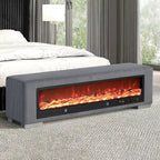 Upholstered Bench with Fireplace Simulator and Bluetooth Audio