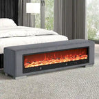 Upholstered Bench with Fireplace Simulator and Bluetooth Audio