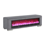 Upholstered Bench with Fireplace Simulator and Bluetooth Audio