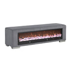 Upholstered Bench with Fireplace Simulator and Bluetooth Audio