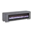 Upholstered Bench with Fireplace Simulator and Bluetooth Audio