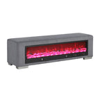 Upholstered Bench with Fireplace Simulator and Bluetooth Audio