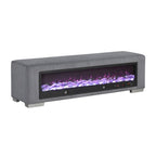 Upholstered Bench with Fireplace Simulator and Bluetooth Audio