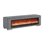 Upholstered Bench with Fireplace Simulator and Bluetooth Audio
