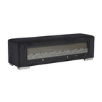 Upholstered Bench with Fireplace Simulator and Bluetooth Audio