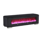 Upholstered Bench with Fireplace Simulator and Bluetooth Audio