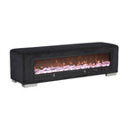 Upholstered Bench with Fireplace Simulator and Bluetooth Audio