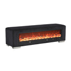 Upholstered Bench with Fireplace Simulator and Bluetooth Audio