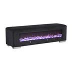 Upholstered Bench with Fireplace Simulator and Bluetooth Audio