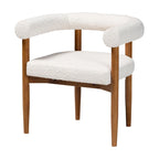 Boucle Dining Chair - Modern Upholstered Armchair with Wood Legs