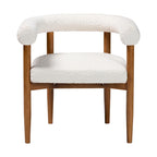Boucle Dining Chair - Modern Upholstered Armchair with Wood Legs