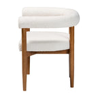 Boucle Dining Chair - Modern Upholstered Armchair with Wood Legs