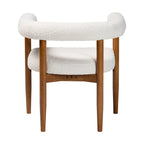 Boucle Dining Chair - Modern Upholstered Armchair with Wood Legs