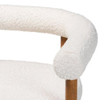 Boucle Dining Chair - Modern Upholstered Armchair with Wood Legs