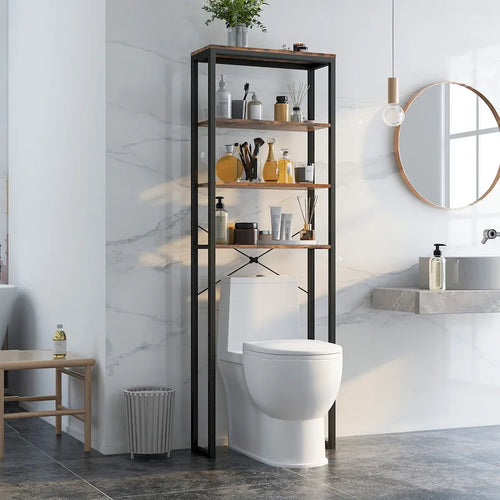 4-Tier Over-the-Toilet Storage Rack - Freestanding Bathroom Organizer