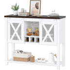 Coffee Bar Cabinet, Table Buffet Storage Cabinet with Wine Glass Rack
