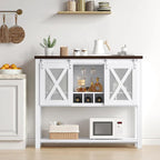 Coffee Bar Cabinet, Table Buffet Storage Cabinet with Wine Glass Rack