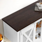 Coffee Bar Cabinet, Table Buffet Storage Cabinet with Wine Glass Rack