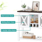 Coffee Bar Cabinet, Table Buffet Storage Cabinet with Wine Glass Rack