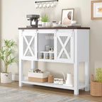 Coffee Bar Cabinet, Table Buffet Storage Cabinet with Wine Glass Rack