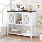 Coffee Bar Cabinet, Table Buffet Storage Cabinet with Wine Glass Rack