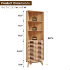 Slatted Door Tall Corner Cabinet, 68 Mid-Century Bathroom Cabinet