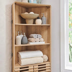 Slatted Door Tall Corner Cabinet, 68 Mid-Century Bathroom Cabinet