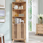 Slatted Door Tall Corner Cabinet, 68 Mid-Century Bathroom Cabinet