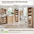 Slatted Door Tall Corner Cabinet, 68 Mid-Century Bathroom Cabinet