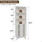 Slatted Door Tall Corner Cabinet, 68 Mid-Century Bathroom Cabinet