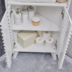 Slatted Door Tall Corner Cabinet, 68 Mid-Century Bathroom Cabinet