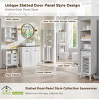 Slatted Door Tall Corner Cabinet, 68 Mid-Century Bathroom Cabinet