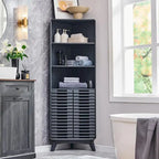 Slatted Door Tall Corner Cabinet, 68 Mid-Century Bathroom Cabinet