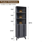 Slatted Door Tall Corner Cabinet, 68 Mid-Century Bathroom Cabinet