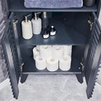 Slatted Door Tall Corner Cabinet, 68 Mid-Century Bathroom Cabinet