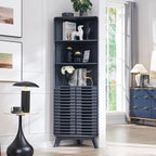 Slatted Door Tall Corner Cabinet, 68 Mid-Century Bathroom Cabinet