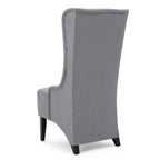 High Wingback Dining Chair - Light Gray Fabric with Birch Wood Legs