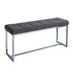 Modern Tufted Fabric Bench with Chrome Trestle Base