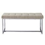 Modern Tufted Fabric Bench with Chrome Trestle Base