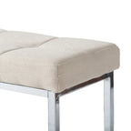 Modern Tufted Fabric Bench with Chrome Trestle Base