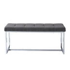 Modern Tufted Fabric Bench with Chrome Trestle Base