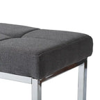 Modern Tufted Fabric Bench with Chrome Trestle Base