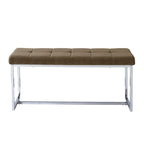 Modern Tufted Fabric Bench with Chrome Trestle Base