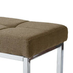 Modern Tufted Fabric Bench with Chrome Trestle Base