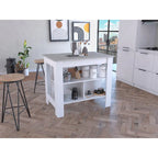 Kitchen Island with 4 Legs and 3 Shelves - Two-Tone Finish