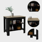 Kitchen Island with 4 Legs and 3 Shelves - Two-Tone Finish